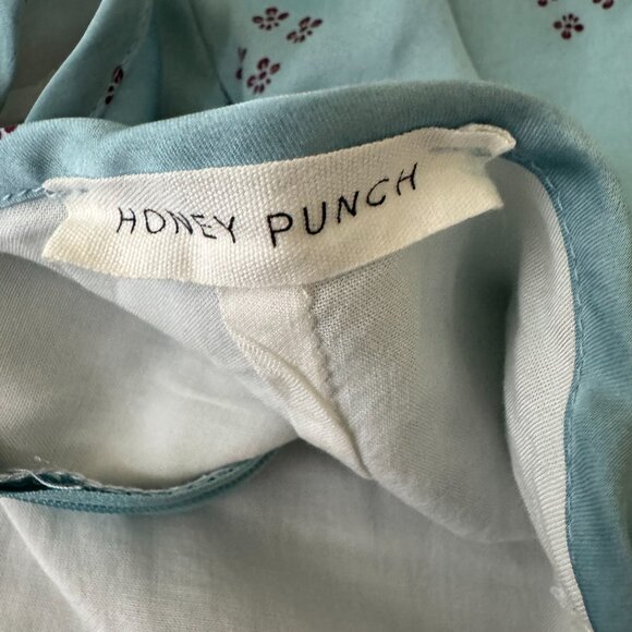 Vintage Y2K Honey Punch Womens Satin Mini Skirt sz Large Icy Blue Floral Fairy - Picture 6 of 8